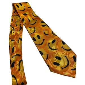 Steven Harris Handmade Yellow & Black Smiley Face Novelty Necktie Mens Tie